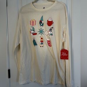 Holiday Gnome Graphic Long Sleeve Tee - Cream